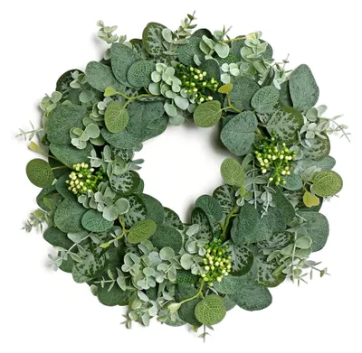 Produktbild von Türkranz 36 cm aus künstlichem Eukalyptus für Frühlings- und Sommerdekoration