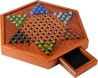 Immagine prodotto di Gioco da tavolo Halma, gioco portatile in legno con biglie, gioco per famiglie con cassetti