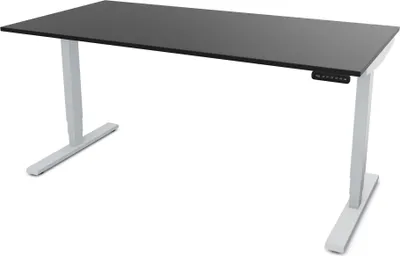 Produktbild von ASSMANN Elektrisch höhenverstellbarer Schreibtisch Y-Line Schwarz Weißaluminium, 160x70cm, Memoryfunktion, Kollisionsschutz, 2-fach-Motorik