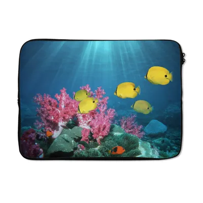Produktbild von MuchoWow® Laptop Hülle 13 Zoll Fisch - Koralle - Licht Laptoptasche - Laptophülle - Sleeve - Rundumschutz