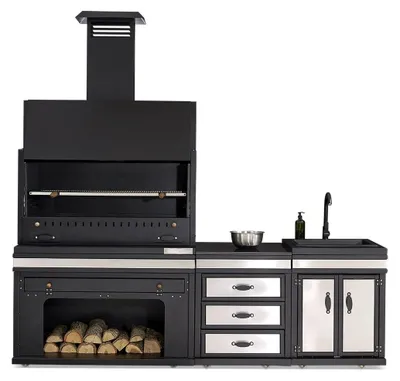 Immagine prodotto di Elegante cucina da esterno in acciaio inox nero per giardino e balcone