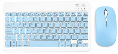 Produktbild von INF Bluetooth-Tastatur- und Maus-Kombination - 10-Zoll-Bluetooth-Tastatur und Dual-Modus-Maus (wiederaufladbar) mit Etui: Himmelblau