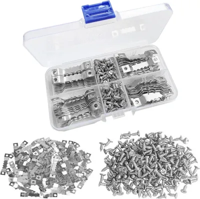 Produktbild von 300 Stück Bilderhaken Set Metall Bildaufhänger Zackenaufhänger für Foto Hängen, Farbe: Silber