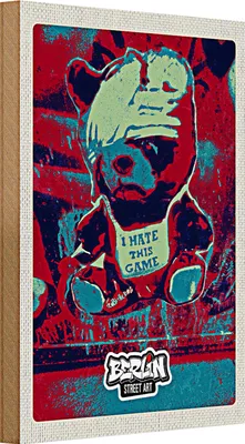 Produktbild von Holzschild Reise 20x3cm Berlin Graffiti I hate this Game Kunst