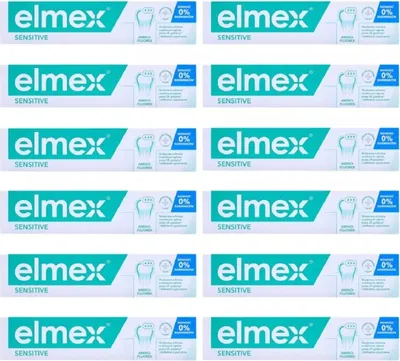Obrázok produktu pre Čistenie zubov Elmex Sensitive 12x 75ml zubná pasta s aminfluoridom - ročné zásoby