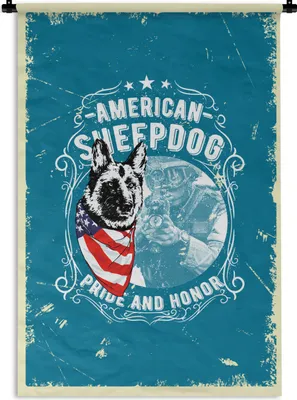 Produktbild von MuchoWow® Wandteppich Wandbehang Jahrgang - Armee - Hund 120x180 cm Tapisserie Dekoration Wandtuch - Schlafzimmer - Dekorationen für das Haus