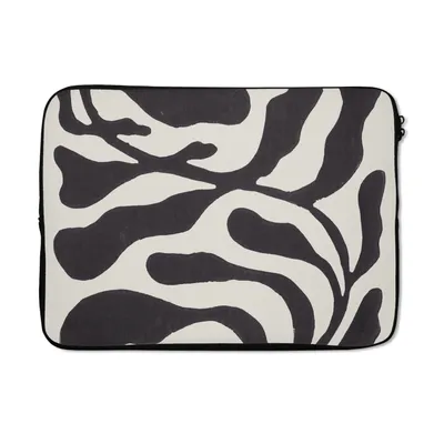 Produktbild von MuchoWow® Laptop Hülle 14 ZollBlätter - Pflanze - Pastell - Schwarz Laptoptasche - Laptoptasche - Stoßsicher - Schutzhaube