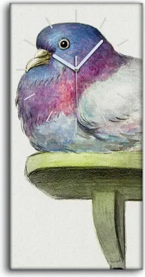 Produktbild von Küchenuhr Bürouhr Leinwand Uhr Geräuschlos 30x60 Gemälde Tier Vogel Taube Kunst - weiße Hände