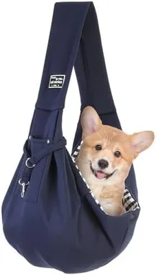 Produktbild von Hundetragetasche Welpen Reversibel Kleine bis 7.5 KG (Blau) | Weiches komfortables Material stabiler Tragegurt mit sicherem Karabiner geeignet für kleine Hunde