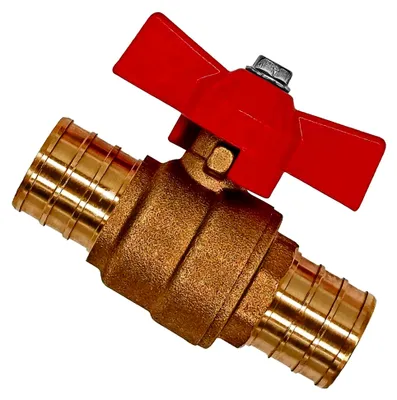 Produktbild von Kugelhahn mit 2 Schlauchtüllen aus Messing und Flügelgriff, Tüllendurchmesser 25mm, geeignet für 1" Gartenschlauch