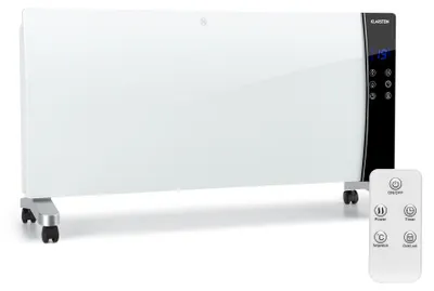 Obrázek produktu pro Klarstein Lindholm Konvektorový ohřívač, topení, LED displej, dotykový panel, dálkové ovládání, časovač, 2 stupně ohřevu: 1000 nebo 2000 W, termostat 16 - 40 °C, dětská pojistka, ochrana proti přehřátí, bílé