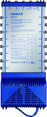 Produktbild von Humax Multischalter, 16 Teilnehmer/TV, 5 Eingänge davon 1x terrestrisch, blau