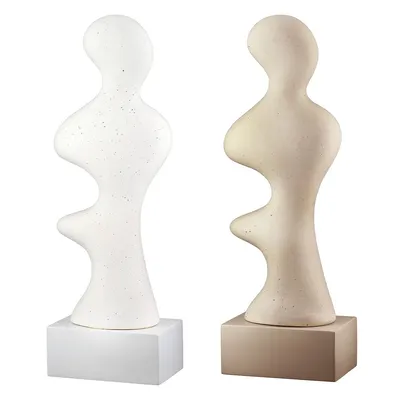 Imagen del producto de Escultura de Gilde, "Prasero", con detalles punteados, cerámica, color beige y blanco, L. 9 cm, An. 14 cm, Alt. 42 cm. 58541 4063387585412. 2 unidades (variedad de 2)
