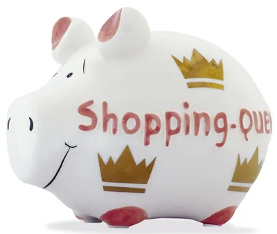 Produktbild von Sparschwein 'Shopping Queen' Keramik weiß (B/H/T) 17x15x15cm