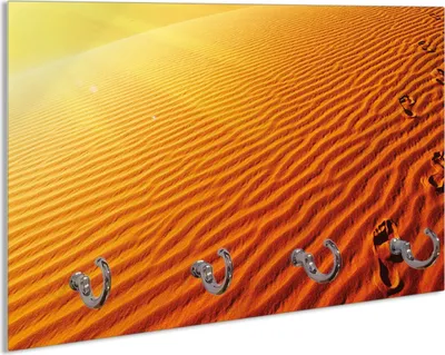 Produktbild von Wallario Handtuchhalter aus Glas, Motiv: Fußspuren im Sand - Sanddüne in der Wüste, 30 x 20 cm mit 4 Haken