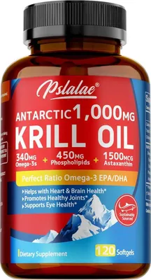 Image de Antarctic Krill Oil 1000mg (120 capsules) Complément alimentaire, cerveau, articulations, cœur, yeux, système immunitaire