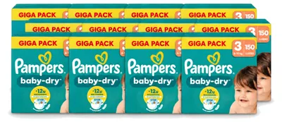 Immagine prodotto di 12 pannolini Pampers Baby-Dry, taglia 3 - confezione  - 12 pezzi