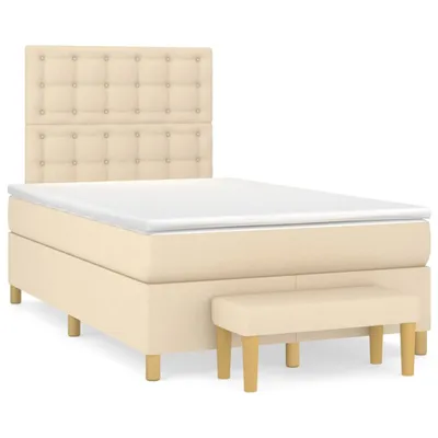 Produktbild von vidaXL Boxspringbett mit Matratze Creme 120x200 cm Stoff