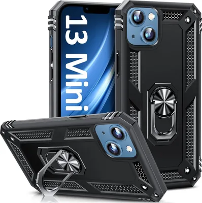 Obrázok produktu pre Puzdro pre Apple iPhone 13 Mini silikónové čierne vystužené + držiak stojan