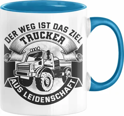 Produktbild von Trucker Geschenk Tasse Der Weg Ist Das Ziel Trucker LKW Fahrer Geschenkidee (Blau)