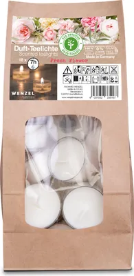 Produktbild von 18 Stück Duft Teelichter Fresh Flowers von Wenzel aus natürlichem Wachs