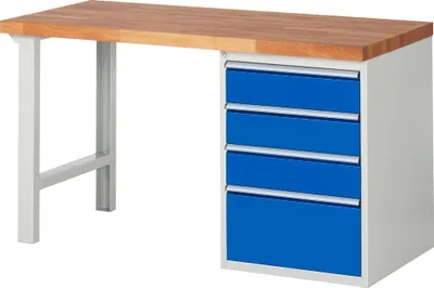 Produktbild von RAU Werkbank 1500x700x890mm 4xSchublade-TA l.gr/e.bl