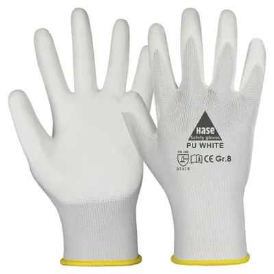 Produktbild von HASE SAFETY GLOVES Arbeitshandschuhe PU, Polyurethanwhite, EN 388, EN 420, weiß, Größe 6