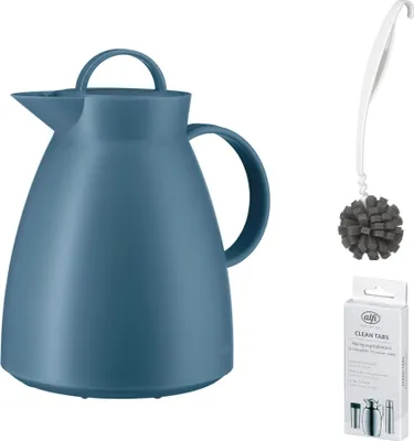 Obrázok produktu pre alfi DAN, vintage, termoizolačná kanvica, farba indigové modrá – výhodná sada s čistiacou kefou CLEAN FIX 30 cm + čistiace tablety CLEAN TABS (20 kusov) | HAN 935060100 | EAN 4002458450129