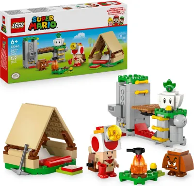 Produktbild von LEGO Super Mario Captain Toad-Camp- Interaktives Spielzeug mit 3 Figuren - Gumba, Zelt & einstürzender Brücke - Kinder Mitbringsel - Spielset - Gamer Geschenk für Jungen & Mädchen ab 6 Jahren - 72040