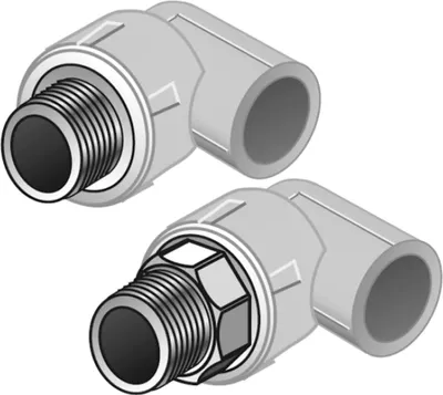 Productafbeelding van KE Kelit KE21, KELEN, PP-RCT, overgangsbocht 90°, met AG, 25x3/4", 1 stuk.