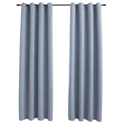Zdjęcie produktu dla vidaXL Zasłony zaciemniające z metalowymi oczkami 2 szt. Szare 140x245cm