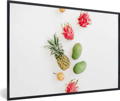 Produktbild von MuchoWow® Gerahmtes Poster Obst - Tropisch - Ananas 90x60 cm - Poster mit Schwarzem Bilderrahmen Wandposter Rahmen Foto Bilder - Fotorahmen - Foto-Plakat