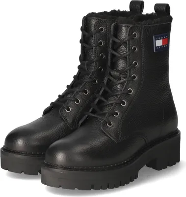 Produktbild von Tommy Hilfiger Urban Boot Tumbled LTR Damenschuhe Stiefel Schnürer Schwarz, Schuhgröße:36 EU