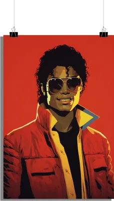 Produktbild von Musik Poster - Michael Jackson Poster - Musiklegende Poster - Rotes Poster - 51x71cm - Perfekt zum Einrahmen