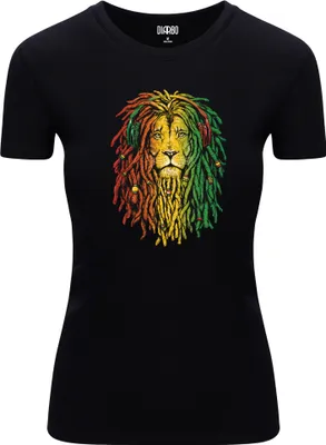 Obrázok produktu pre Diarbo dámske tričko s potlačou milovníka zvierat Rastafarian lev čierne veľkosť L