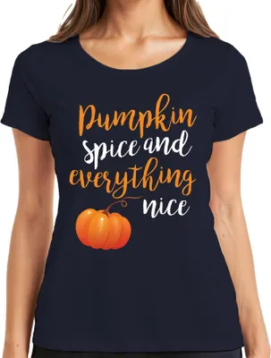 Obrázok produktu pre Herbst Kürbis Halloween süß Damen T-Shirt, Navy, L