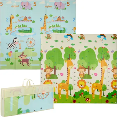 Image de Tapis de jeu Relaxdays, tapis pliable pour enfants, sans substances nocives, 200 x 180 cm, tapis en mousse XPE, tapis d'éveil pour bébé, multicolore