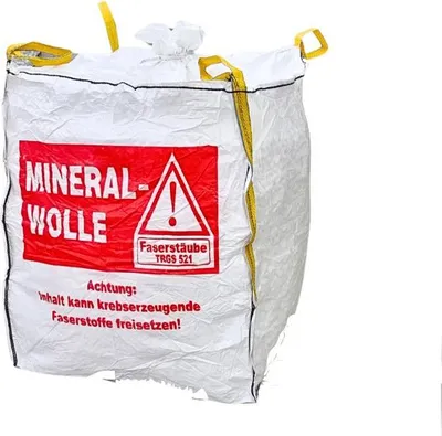 Produktbild von Big Bag Transportsack Gewebesack Entsorgung Dämmwolle Glaswolle Mineralwolle KMF 90x90x110cm 150kg mit Schürze verschließbar