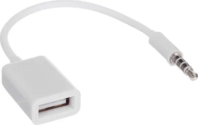 Zdjęcie produktu dla 3.przejściówka z męskiego samochodowego gniazda audio AUX 5 mm na żeński kabel USB 2.0 OTG (biały)