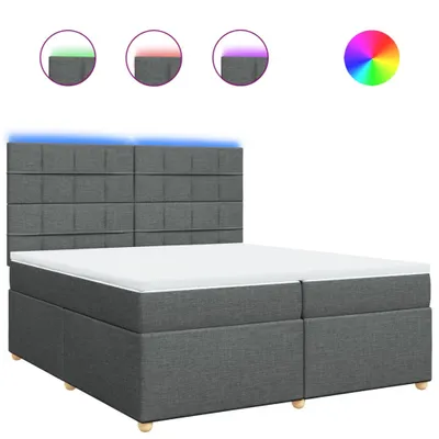 Productafbeelding van vidaXL Boxspringbed met matras, donkergrijs, 200x200 cm, gestoffeerd