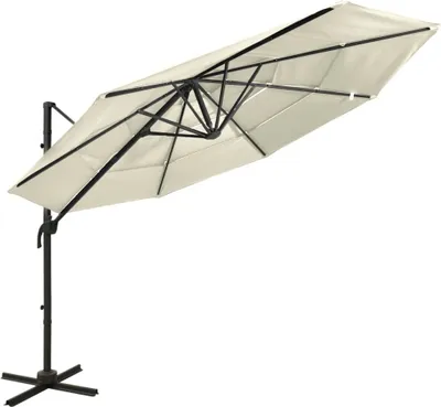 Produktbild von The Living Store Sonnenschirm mit Aluminium-Mast 4-lagig Sandfarben 3x3 m