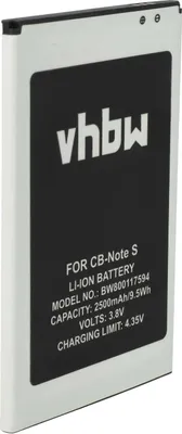 Produktbild von vhbw Akku kompatibel mit Cubot Note S Handy Smartphone Telefon (2500 mAh, 3,7 V, Li-Ion)