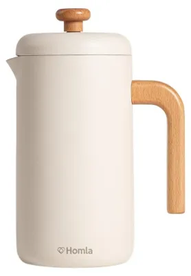 Produktbild von HOMLA MORIA-Teezubereiter in Cremefarbe mit Holzgriff, 1000 ml