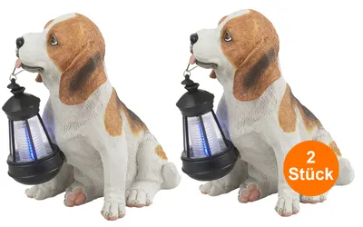 Produktbild von Solarleuchten Garten 2er Set Gartenfigur Hund Tiere Solarlampe Solar Außen