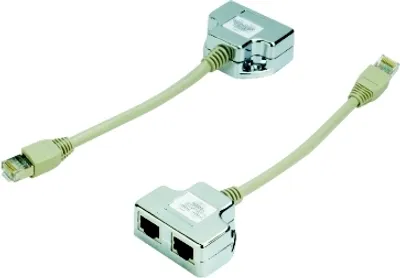 Produktbild von Netzwerkadapter 1 zu 2 Splitter, geschirmt für STP Cat5e Ethernet Netzwerkkabel