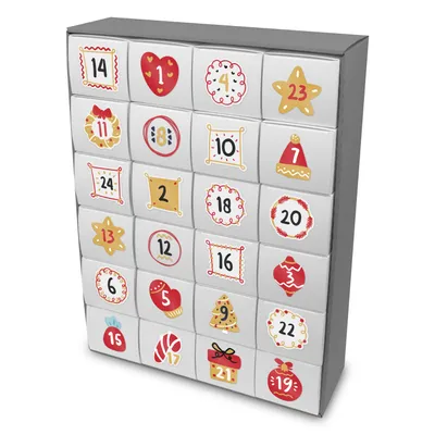 Produktbild von itenga SET Adventskalender zum Füllen Quader XL 6x4 (außen grau) + Sticker Z58