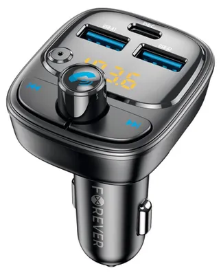 Obrázek produktu pro FM vysílač Bluetooth 2 x USB-A 1 x USB-C PD 30W - zapalovač cigaret TR-370 černý