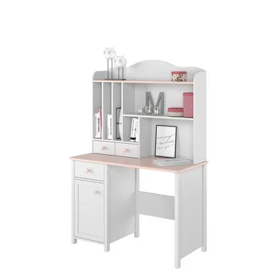 Obrázok produktu pre Písací stôl s nadstavcom LEGUAN - biely / ružový
