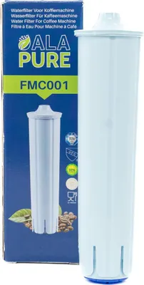 A product shot of a water filter and its packaging.