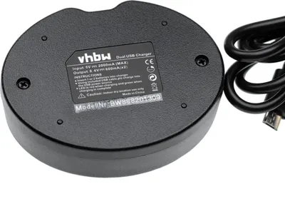 Produktbild von vhbw Dual Micro-USB Ladegerät kompatibel mit Panasonic NV-DX110, VME-430E, NV-DX1E, NV-DX110EG Kamera - Ladeschale + Micro-USB Kabel Ladeanzeige